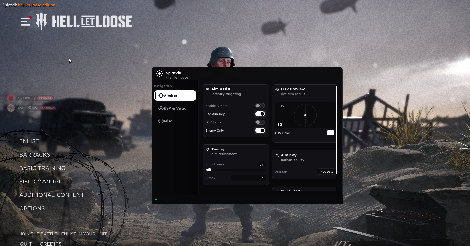 Hell Let Loose cheat — Aimbot
